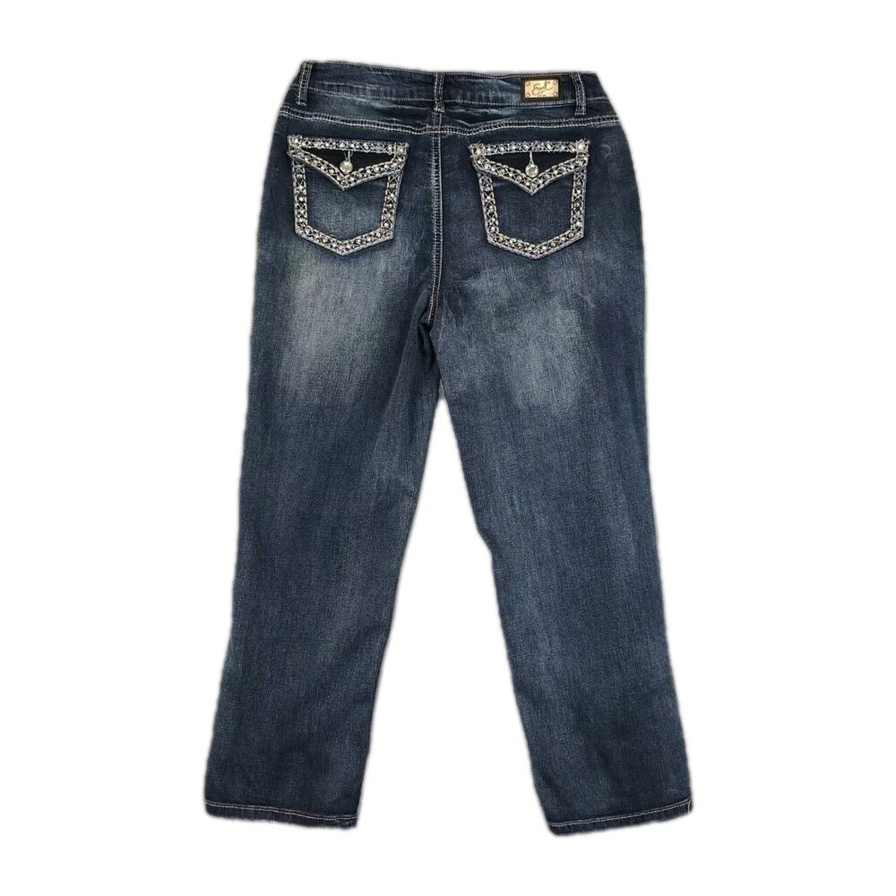 Earl Jeans Womens 12 Tag 31X26 Actual Capris Denim Cropped Western Embellished